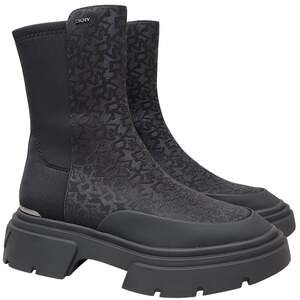 DKNY Women Fleming Platform Winter Booties Size US 6.5 Black Logo Print